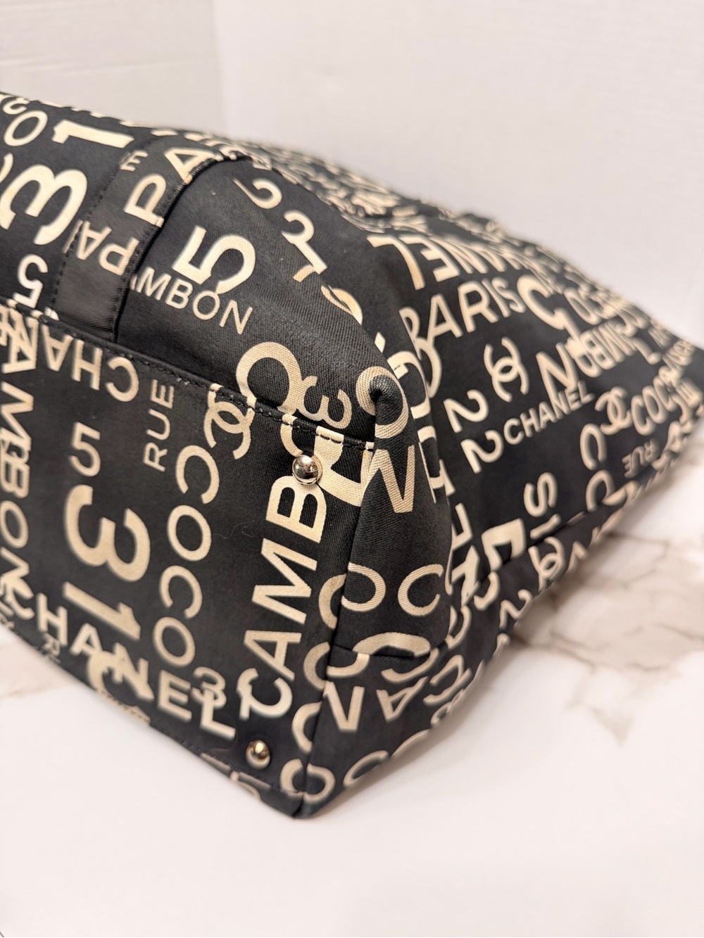 CHANEL Bysy Line Tote Bag Canvas Black CC XL tote w/COA - Picture 11 of 16